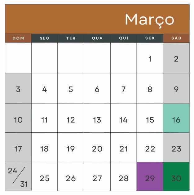 16 – Aniversário de São Sebastião 29 – Sexta-feira da Paixão (todas cidades) 30 – Aniversário de Jambeiro