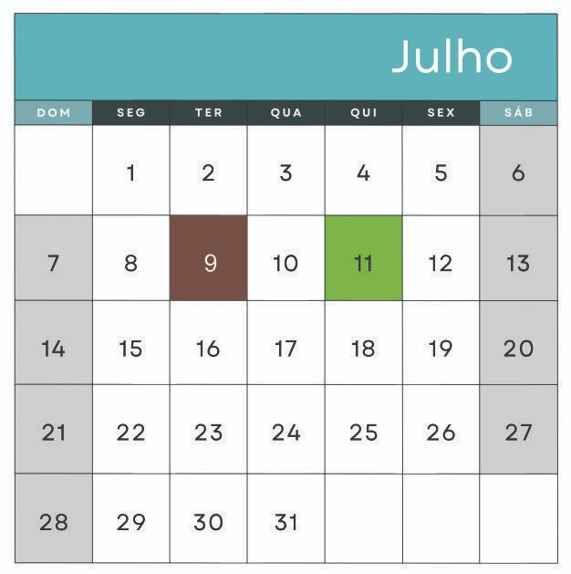 09 – Revolução Constitucionalista de 32 (Feriado Estadual) 11 – São Bento Padroeiro (São B. Sapucaí)