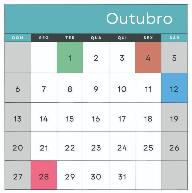 01 – Santa Terezinha (Campos do Jordão)
04 – São Francisco de Chagas (Taubaté)
12 – Nossa Senhora Aparecida
28 – Aniversário de Ubatuba