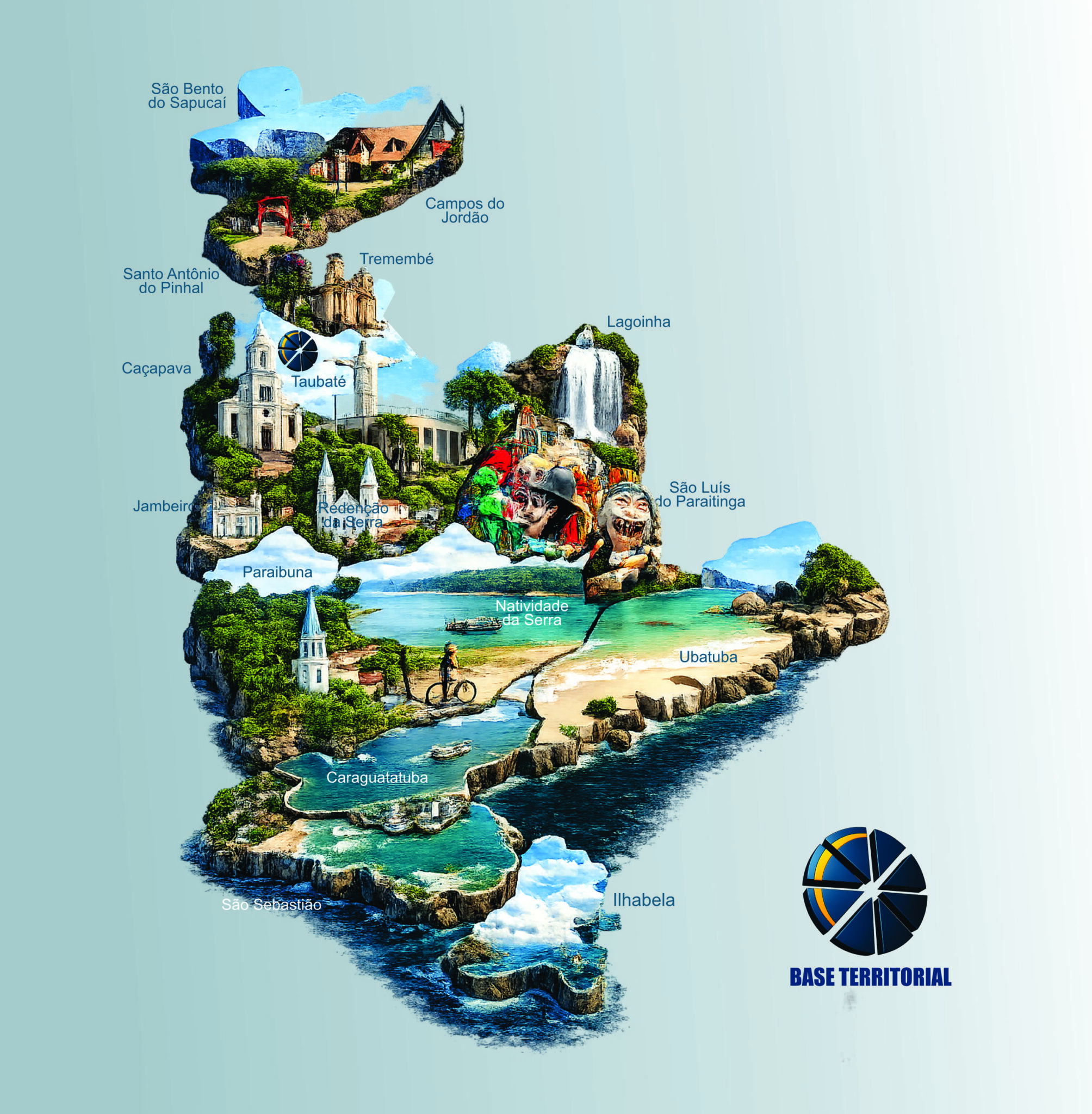 Mapa da base territorial do SINCOVAT no Vale do Paraíba